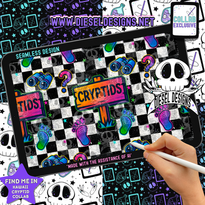 Kawaii Cryptids Collab With Emerald Ink|  Files | PNG | Collab | Seamless