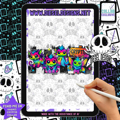 Kawaii Cryptids Collab With Emerald Ink|  Files | PNG | Collab | Seamless