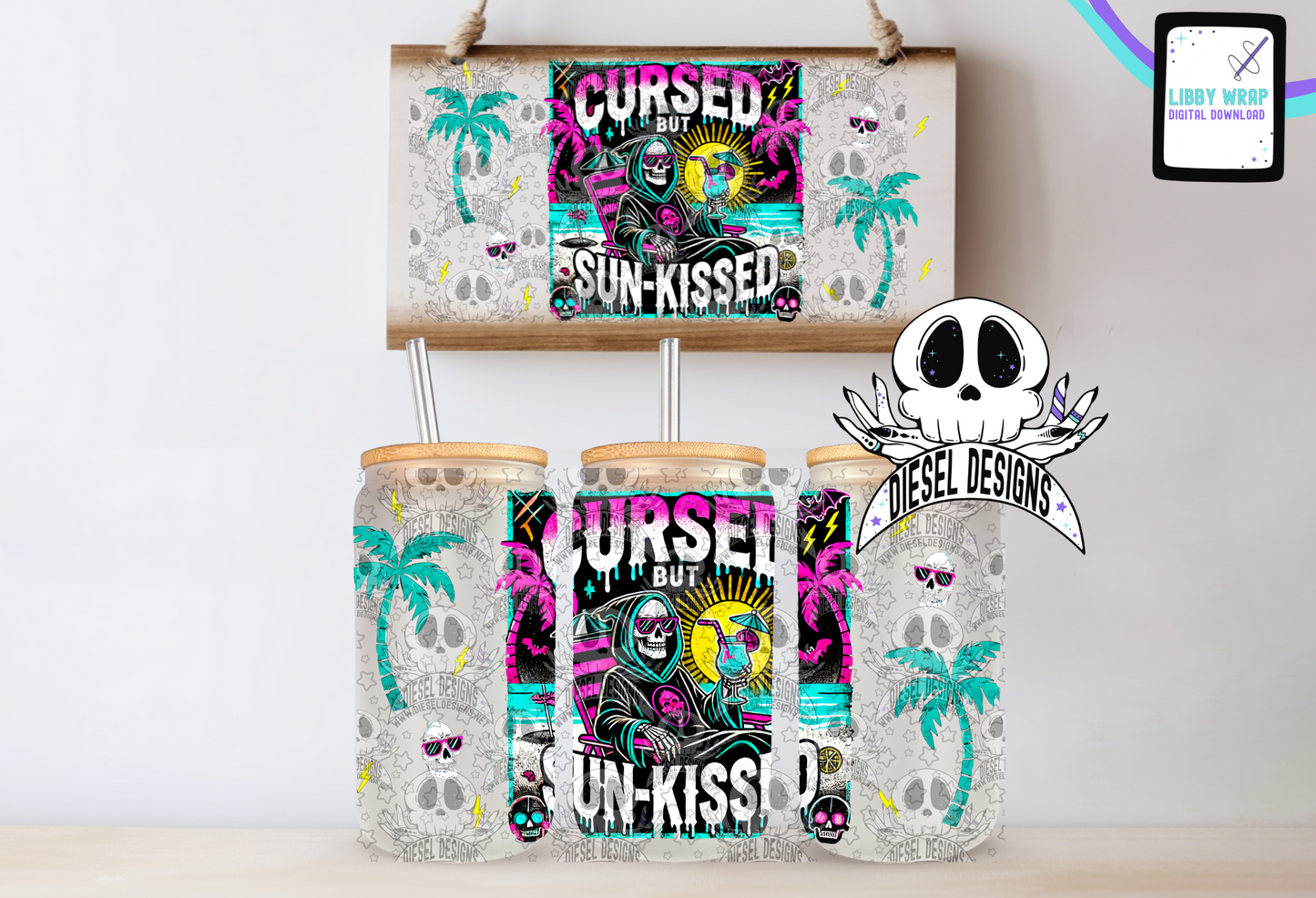 Cursed But Sunkissed LIBBY WRAP | 300 DPI PNG | 16 oz Libby Wrap | Digital File Only