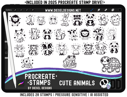 Cute Animals Procreate Stamp Set | PROCREATE BRUSHES/STAMPS | Digital File Only