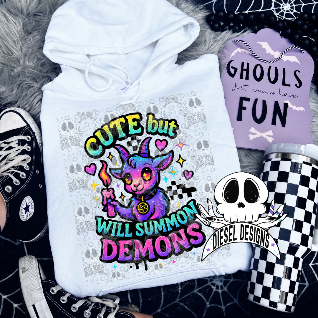 Cute but Will Summon Demons — Pastel Goth Halloween PNG for Shirts, Stickers & Tumblers (300 DPI Digital Download) 😇😈