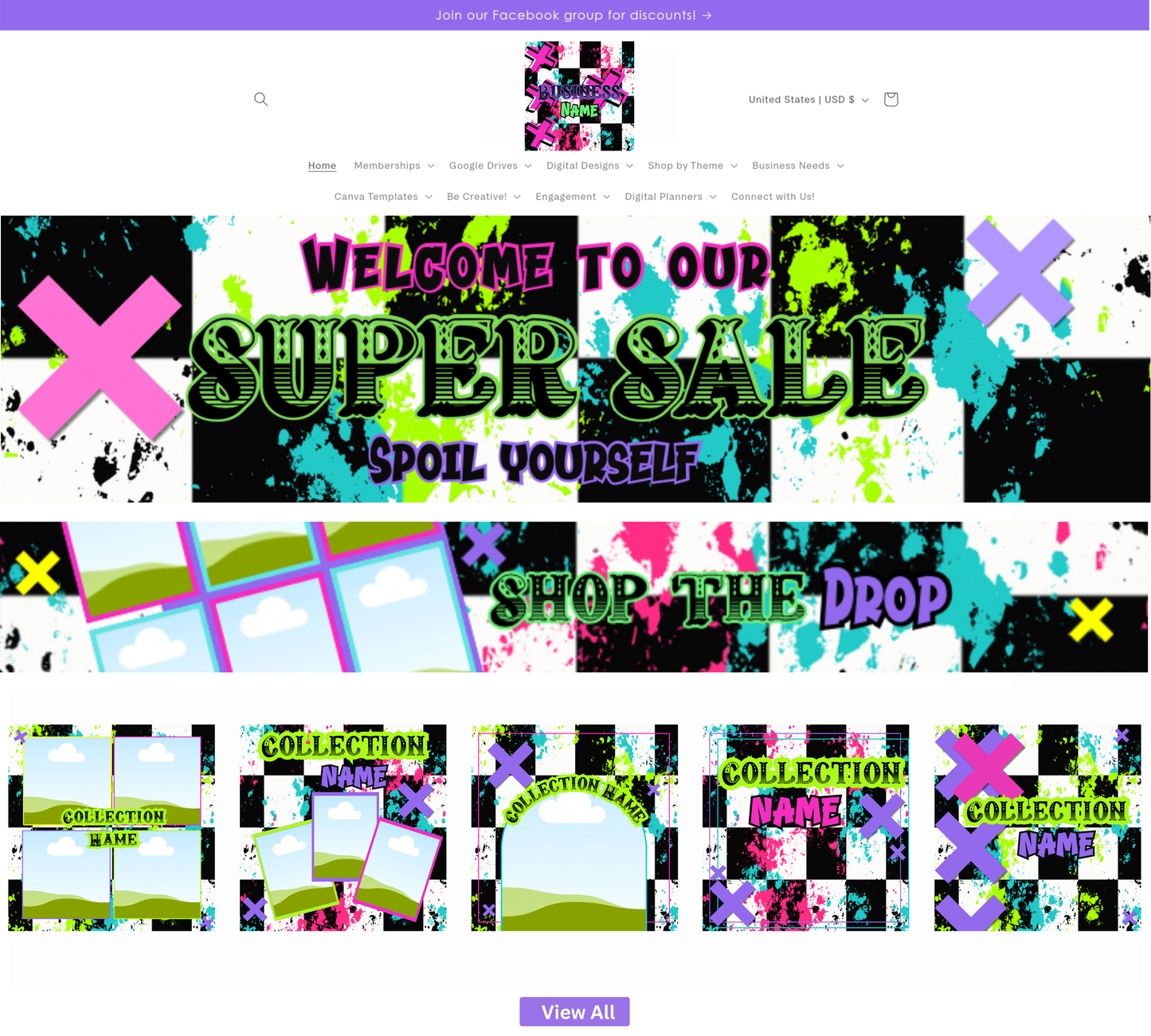 Funky Checkered Website Kits | Website Kits | Editable graphics included