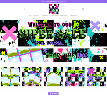 Funky Checkered Website Kits | Website Kits | Editable graphics included