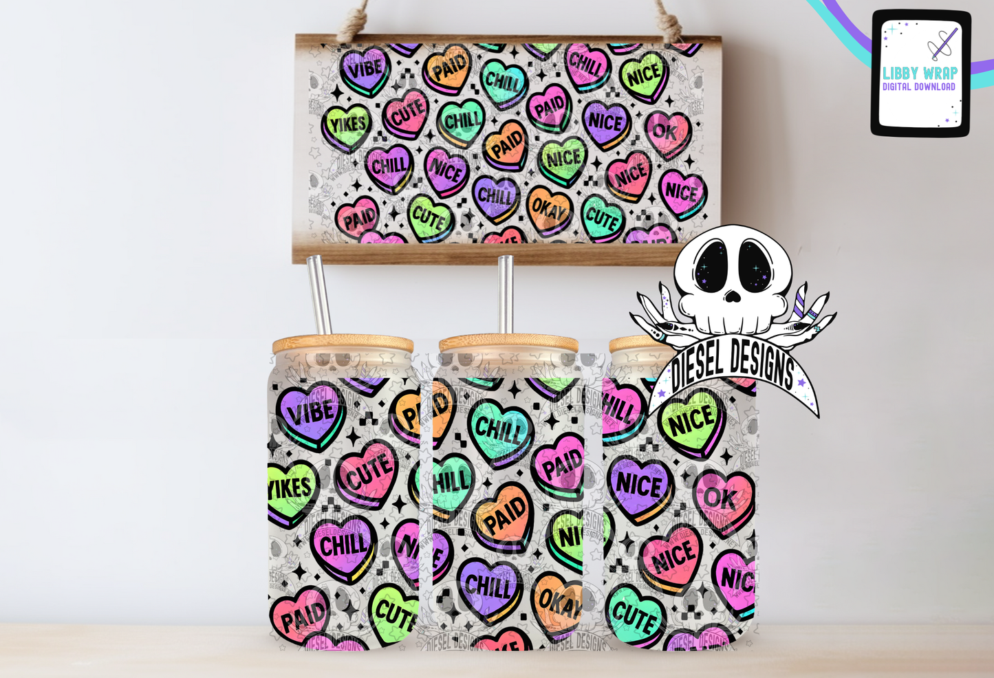 Convo Heart LIBBY WRAP | 300 DPI PNG | 16 oz Libby Wrap | Digital File Only