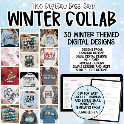Winter The Boss Bar Collab | 300 DPI | PNG | Seamless | Tumbler Wraps | Collab | Digital File Only