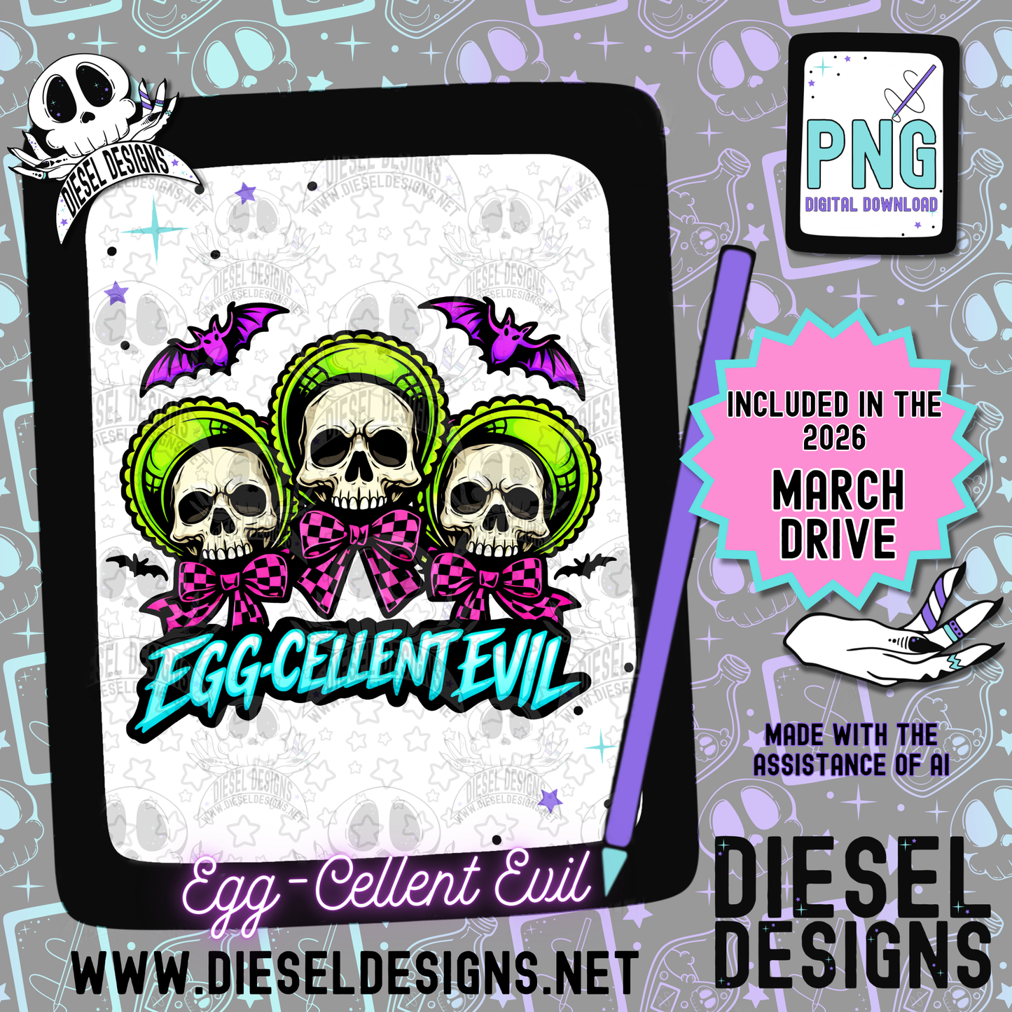 Egg-Cellent Evil PNG  | 300 DPI | Transparent PNG | Digital File Only