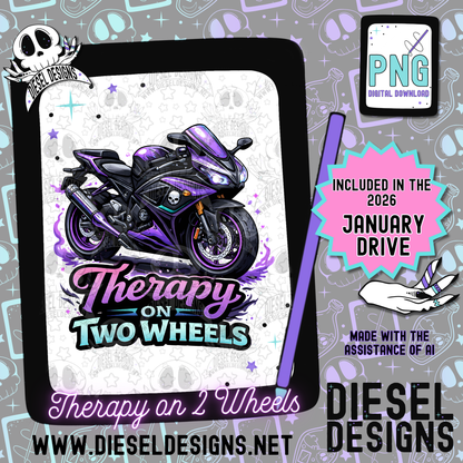 Therapy On 2 Wheels PNG  | 300 DPI | Transparent PNG | Digital File Only