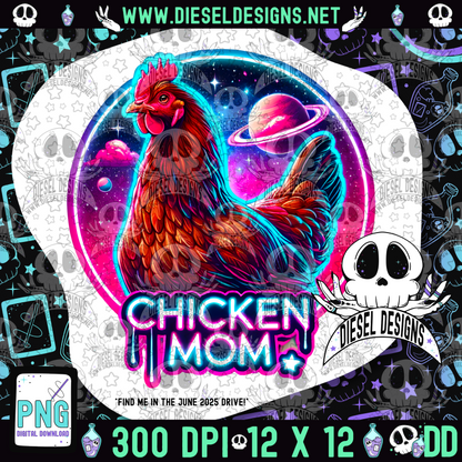 Galaxy Chicken Mom PNG  | 300 DPI | Transparent PNG | Digital File Only