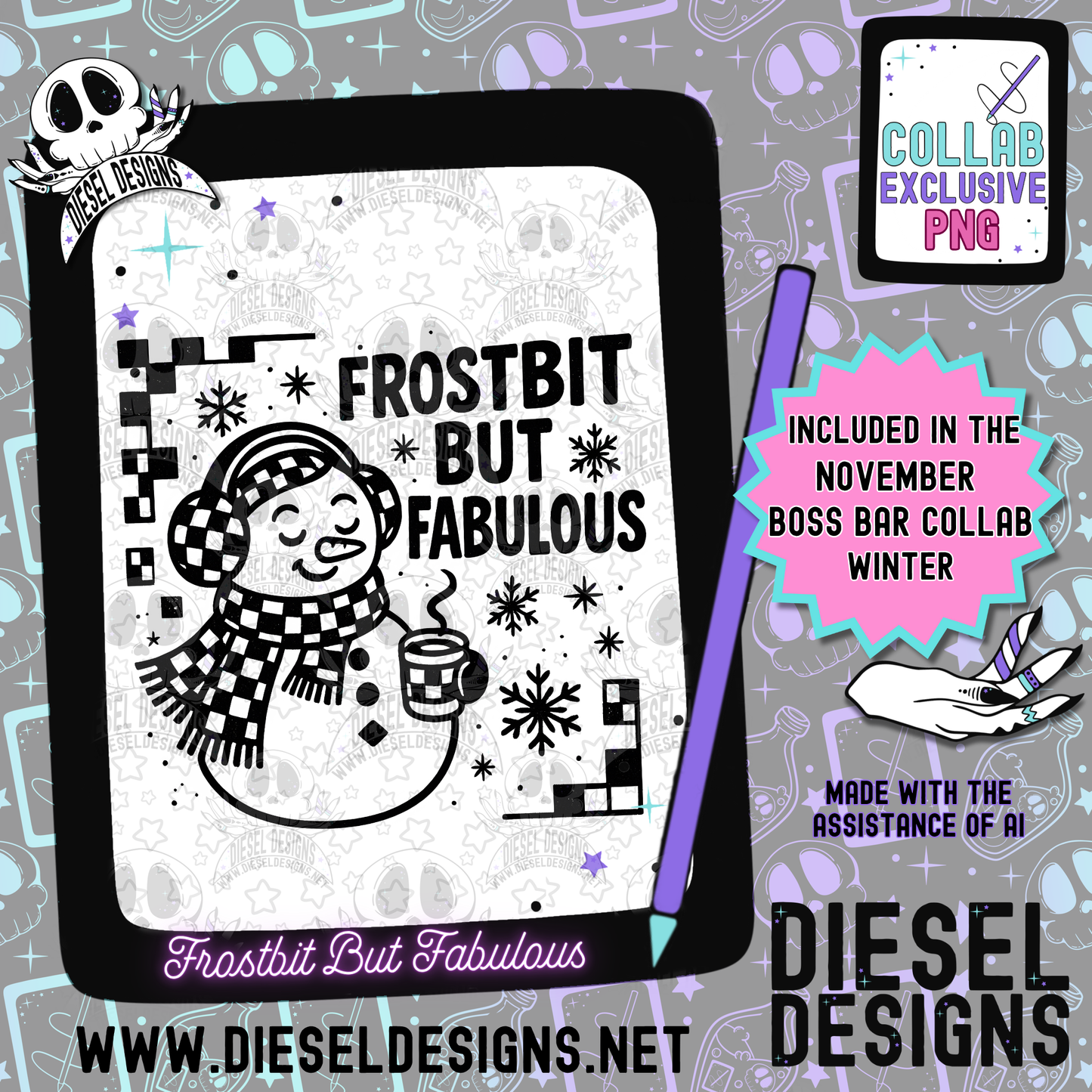 Winter The Boss Bar Collab | 300 DPI | PNG | Seamless | Tumbler Wraps | Collab | Digital File Only