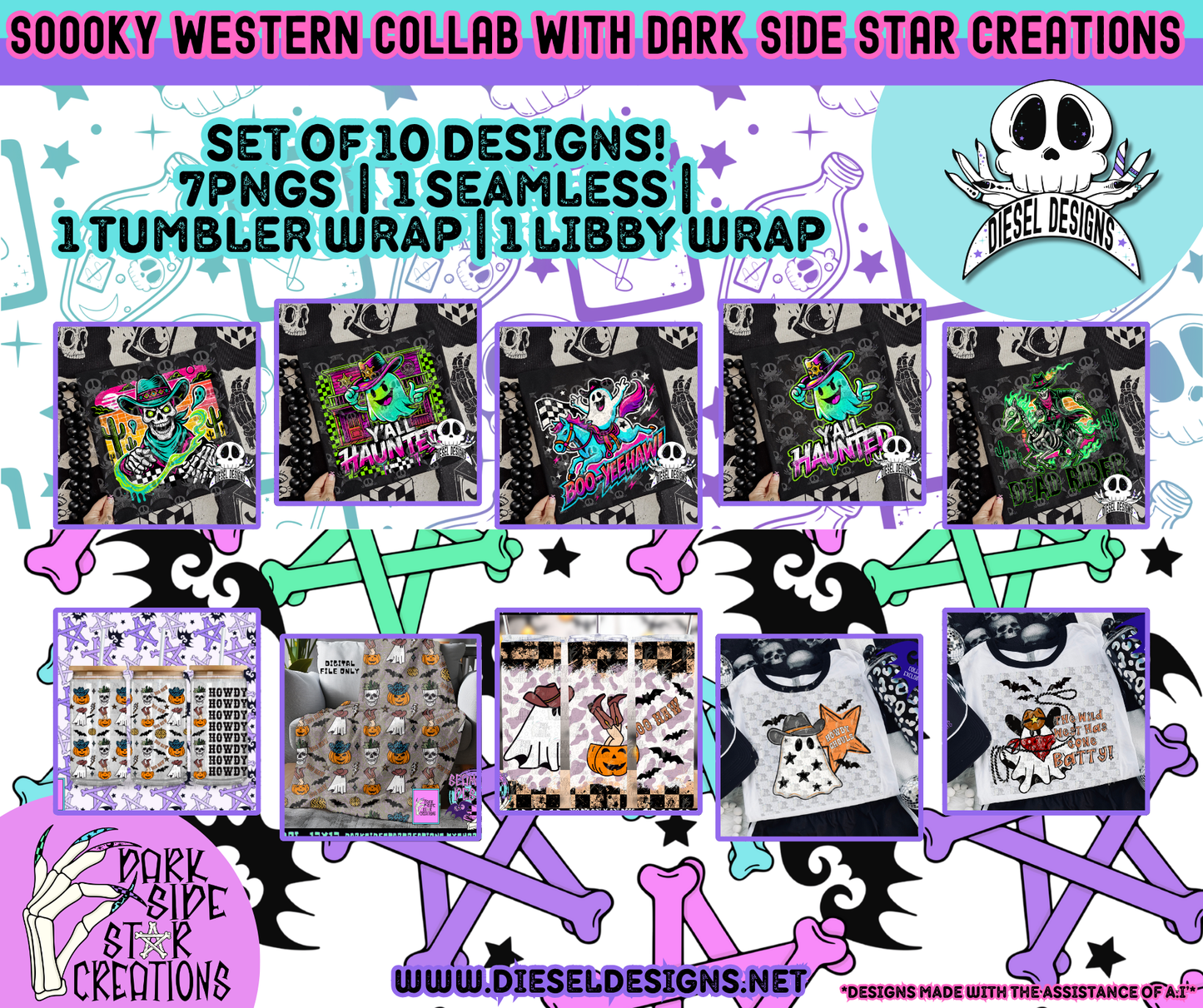 Spooky Western Collab With DSSC | 300 DPI | PNG | Seamless | Tumbler Wraps | Libby Wrap | Collab | Digital Files Only