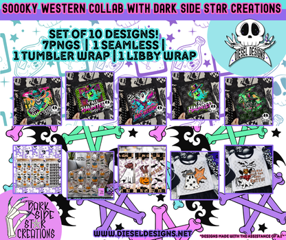 Spooky Western Collab With DSSC | 300 DPI | PNG | Seamless | Tumbler Wraps | Libby Wrap | Collab | Digital Files Only