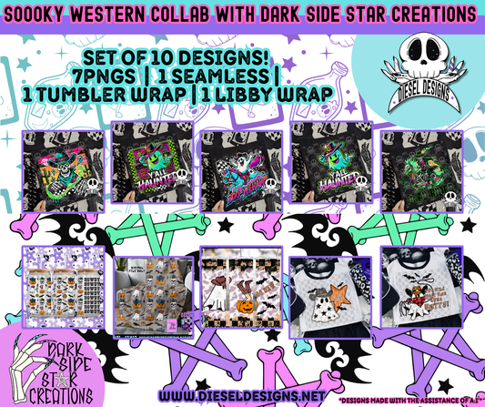 Spooky Western Collab With DSSC | 300 DPI | PNG | Seamless | Tumbler Wraps | Libby Wrap | Collab | Digital Files Only