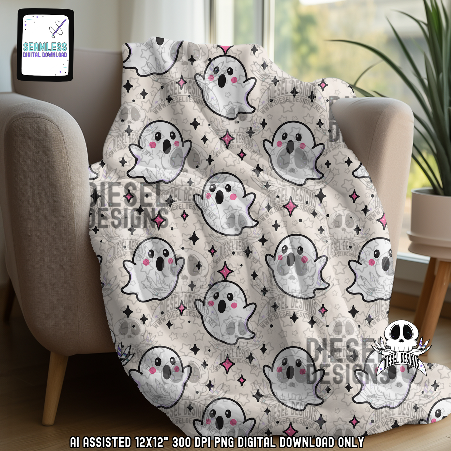 Haunted Lattes V2 Seamless | Seamless File | 300 DPI | 12" x 12" | Digital File only