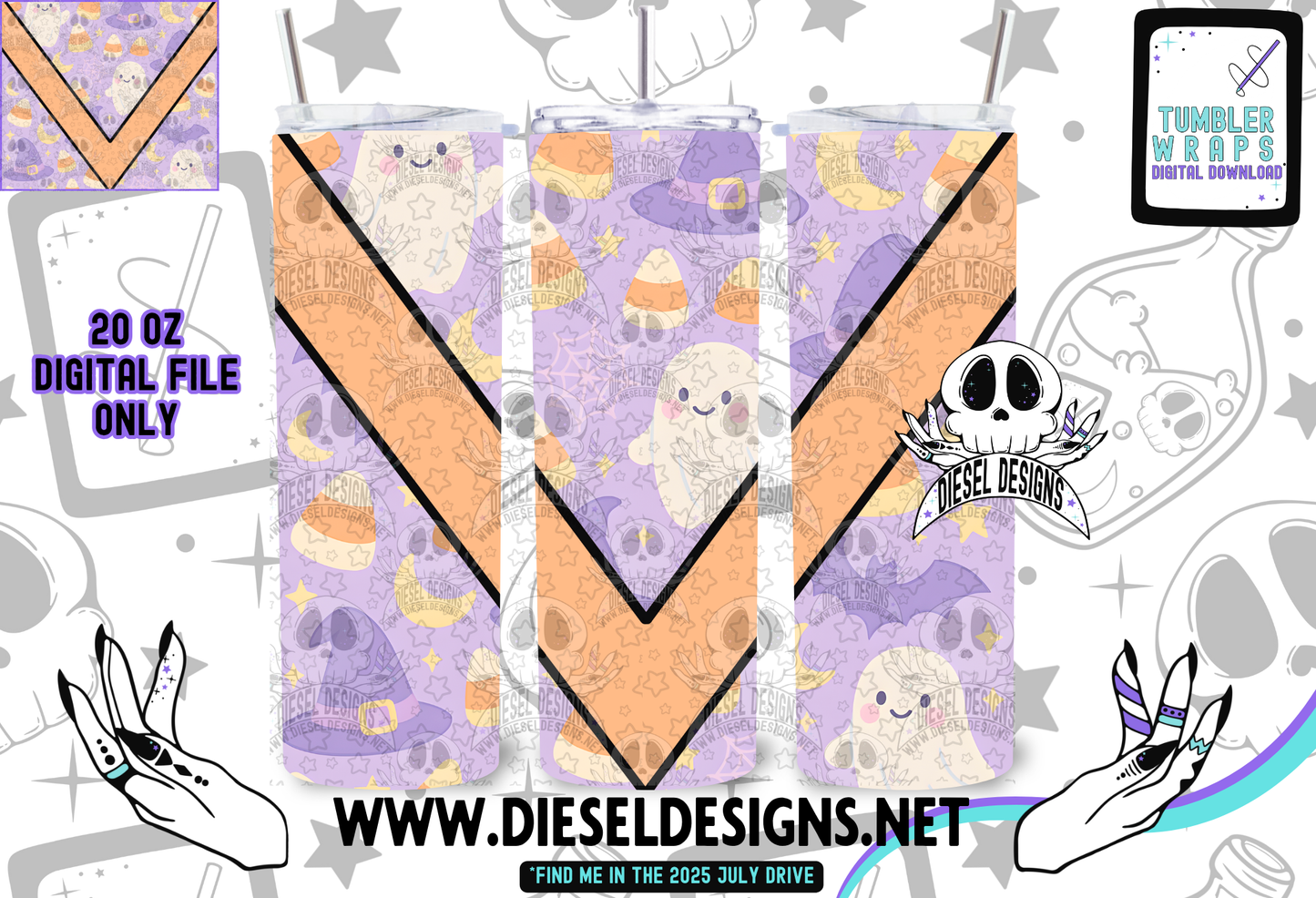 Cute Ghosts Tumbler | 20oz. Tumbler Wrap | 300 DPI | Digital File Only