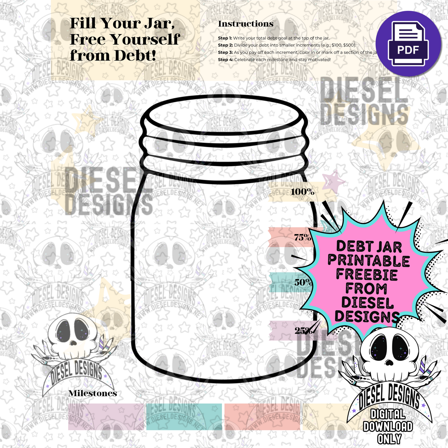 Free From Debt Jar Printable (FREEBIE) — Debt Payoff Tracker, Savings Jar & Budget Motivation (Digital Download) 💸🫙