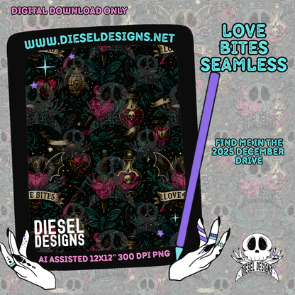 Love Bites Seamless | Seamless File | 300 DPI | 12" x 12" | Digital File only