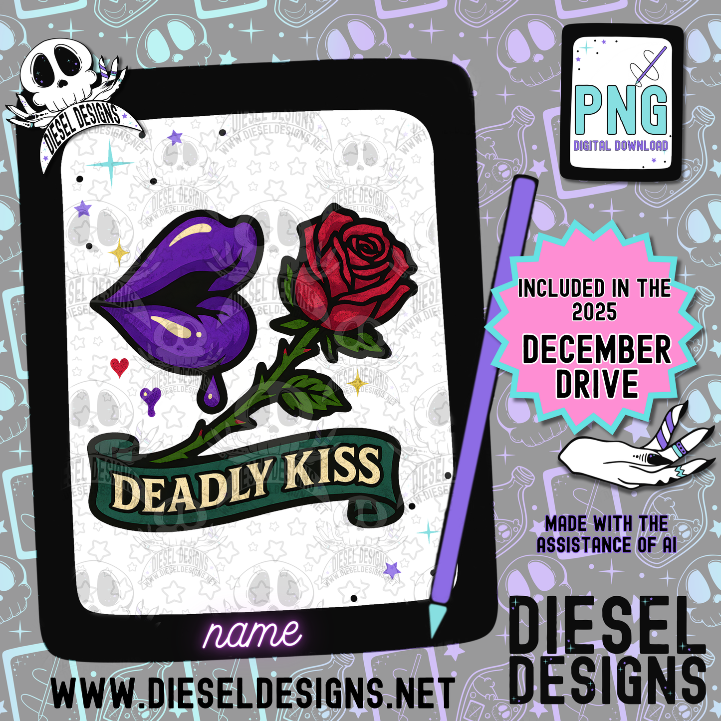 Deadly Kiss PNG  | 300 DPI | Transparent PNG | Digital File Only