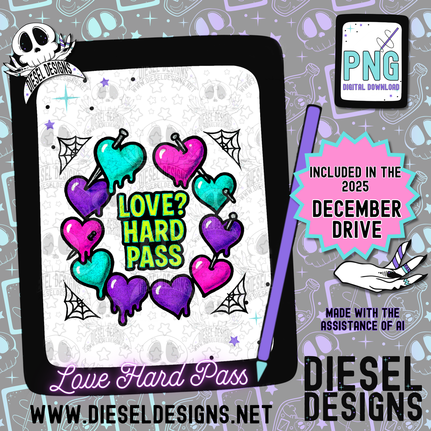 Love? Hard Pass PNG  | 300 DPI | Transparent PNG | Digital File Only
