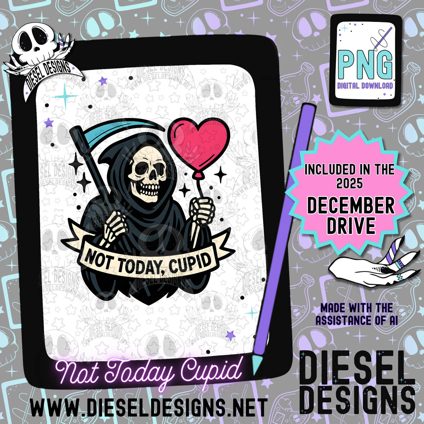 Not Today Cupid V1  PNG  | 300 DPI | Transparent PNG | Digital File Only