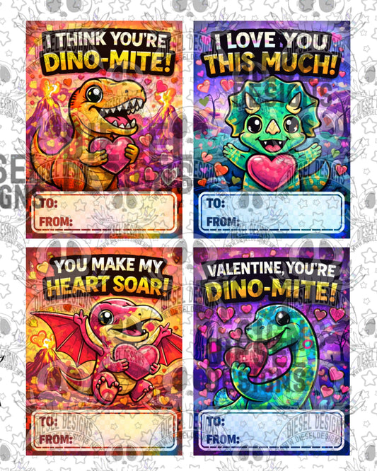 Dinosaurs Printable Valentine’s Day Cards for Kids – Reusable Classroom Valentines, Instant Download DIY Party Exchange Cards