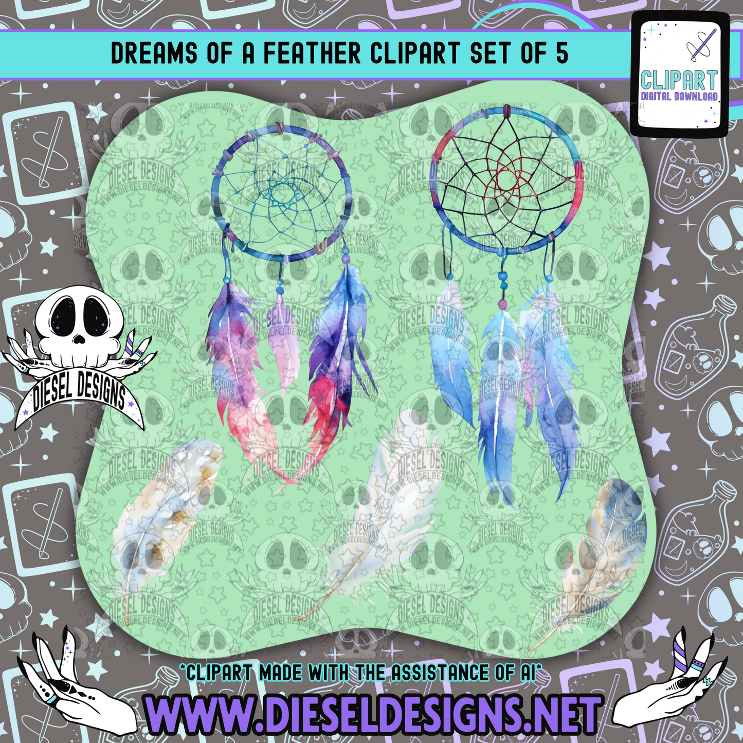 Dreams of a Feather Clipart & Elements Set of 5 | 300 DPI | Transparent PNG | Clipart & Elements |