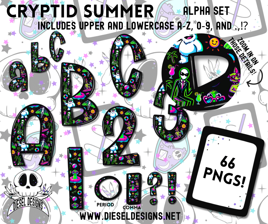 Cryptid Summer Alpha Set | 300 DPI | Transparent PNG | Alpha Set | A-Z ...