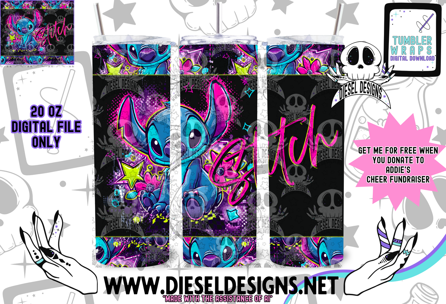 Blue Monster Cheer Fundraiser For Addie Tumbler Wrap Pack