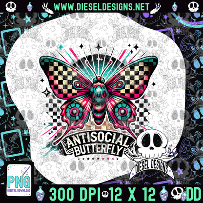 Antisocial Butterfly PNG  | 300 DPI | Transparent PNG | Digital File Only