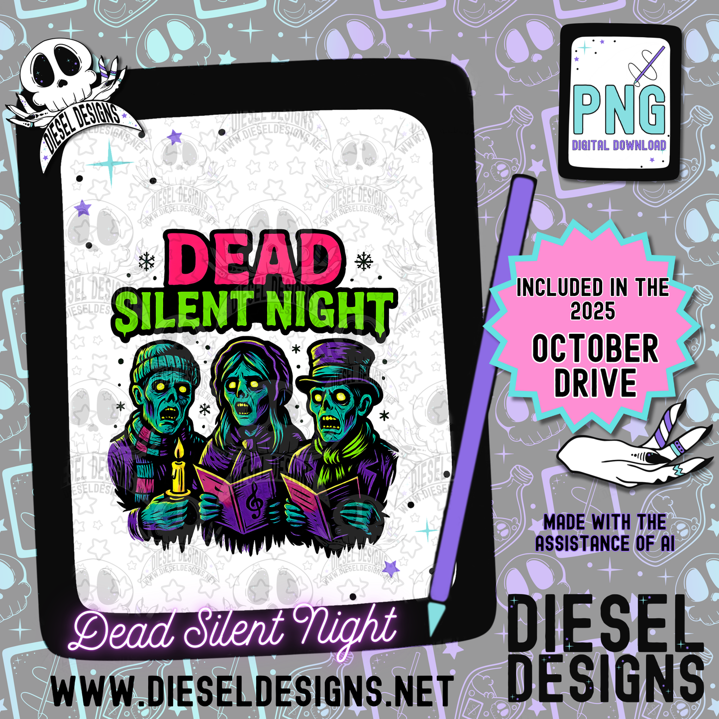 Dead Silent Night PNG  | 300 DPI | Transparent PNG | Digital File Only