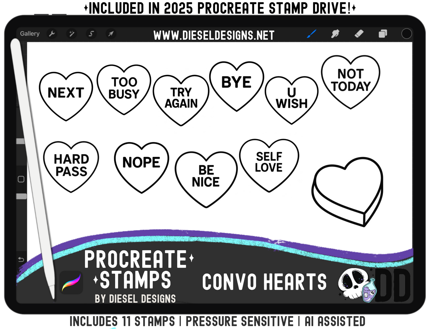 Convo Hearts | PROCREATE BRUSHES/STAMPS | Digital File Only