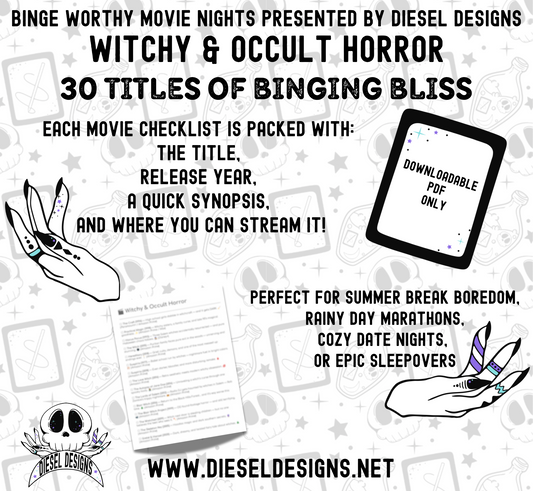 Witchy and Occult Horror Movies Binge Worthy Checklist | Digital Download Only | PDF File