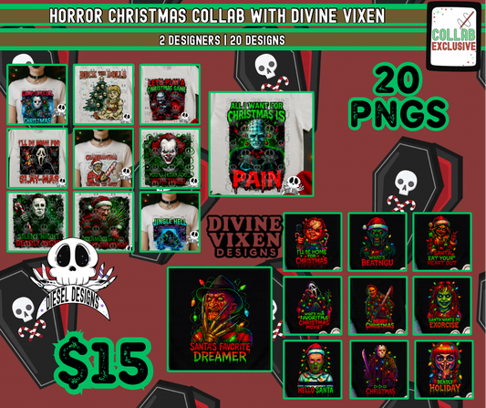 Horror Christmas Collab With Divine Vixen | 300 DPI | PNG | Seamless | Tumbler Wraps | Collab | Digital File Only