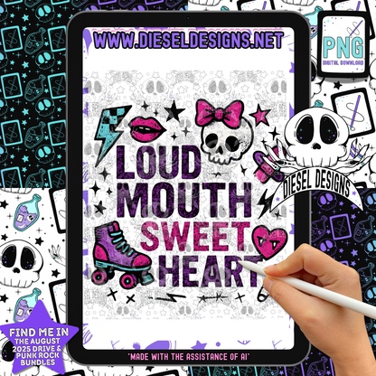 Loud Mouth Sweet Heart PNG  | 300 DPI | Transparent PNG | Digital File Only