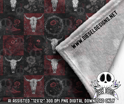Red Western Seamless | Seamless File | 300 DPI | 12" x 12" | Digital File only