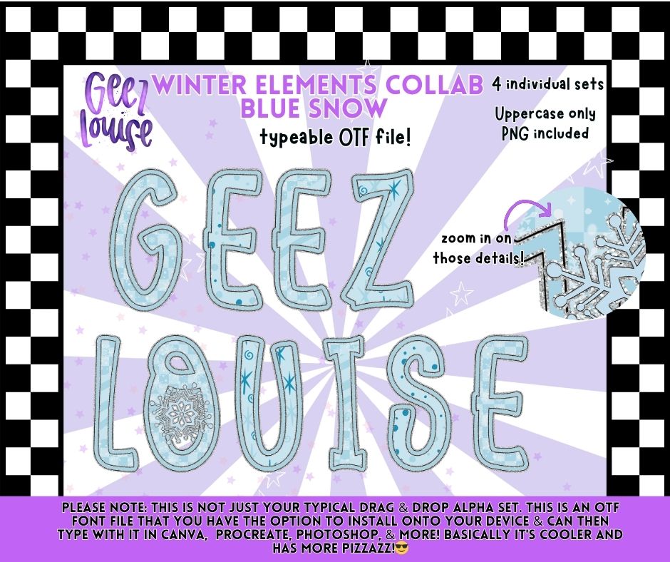 Winter Elements Collab With Geez Louise | Clipart | OTF Fonts | Alpha Sets | Procreate Stamp Set