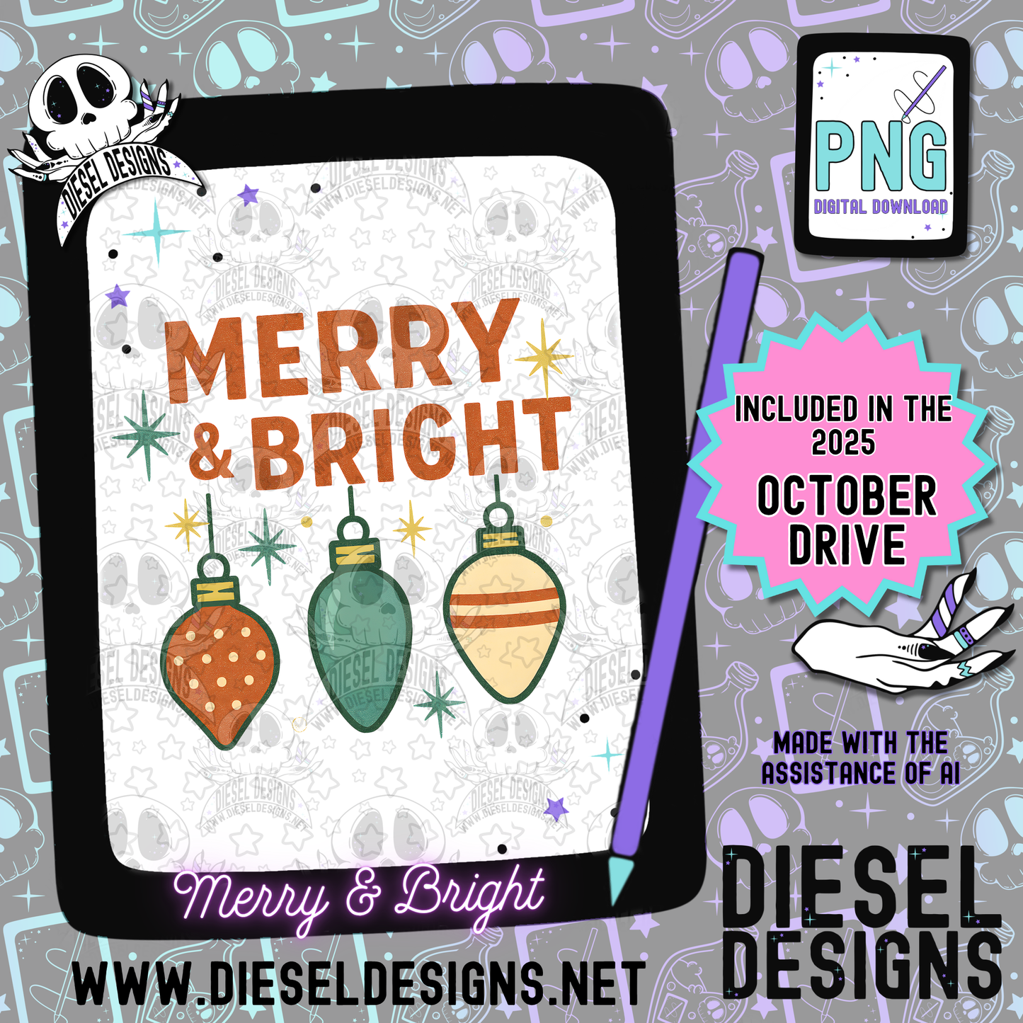 Retro Christmas PNG Bundle  | 300 DPI | Transparent PNG | Digital File Only | Bundle