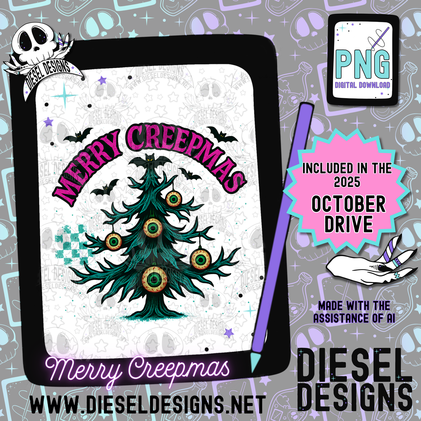 Merry Creepmas PNG  | 300 DPI | Transparent PNG | Digital File Only