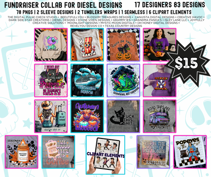 Cruise Fundraiser For Diesel Designs Collab | 300 DPI | PNG | Seamless | Tumbler Wraps | Collab | Digital File Only