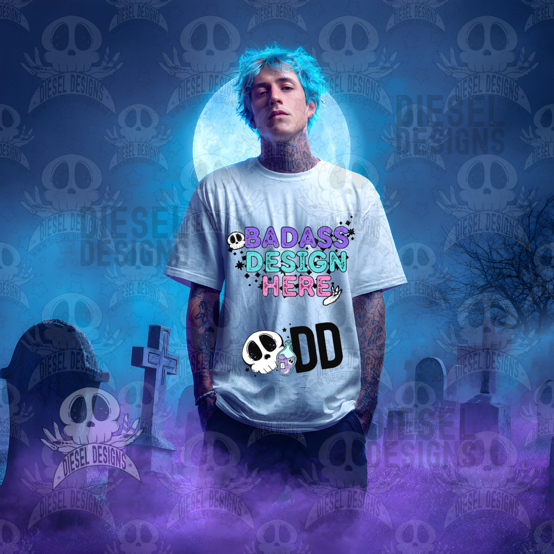 White T-Shirts In The Graveyard Mock Up Bundle | AI Assisted Mock UP | PNG | Bundle