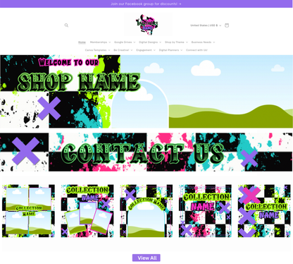 Funky Checkered Website Kits | Website Kits | Editable graphics included