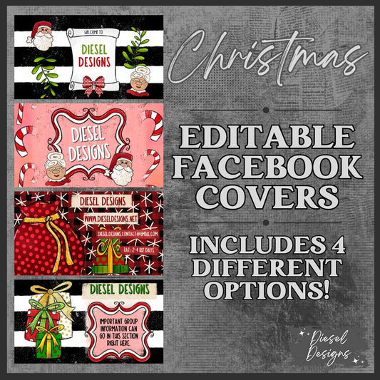 4 Christmas Facebook Cover Photos| Facebook Cover Photo | Editable graphic included | Facebook Graphics | Branding