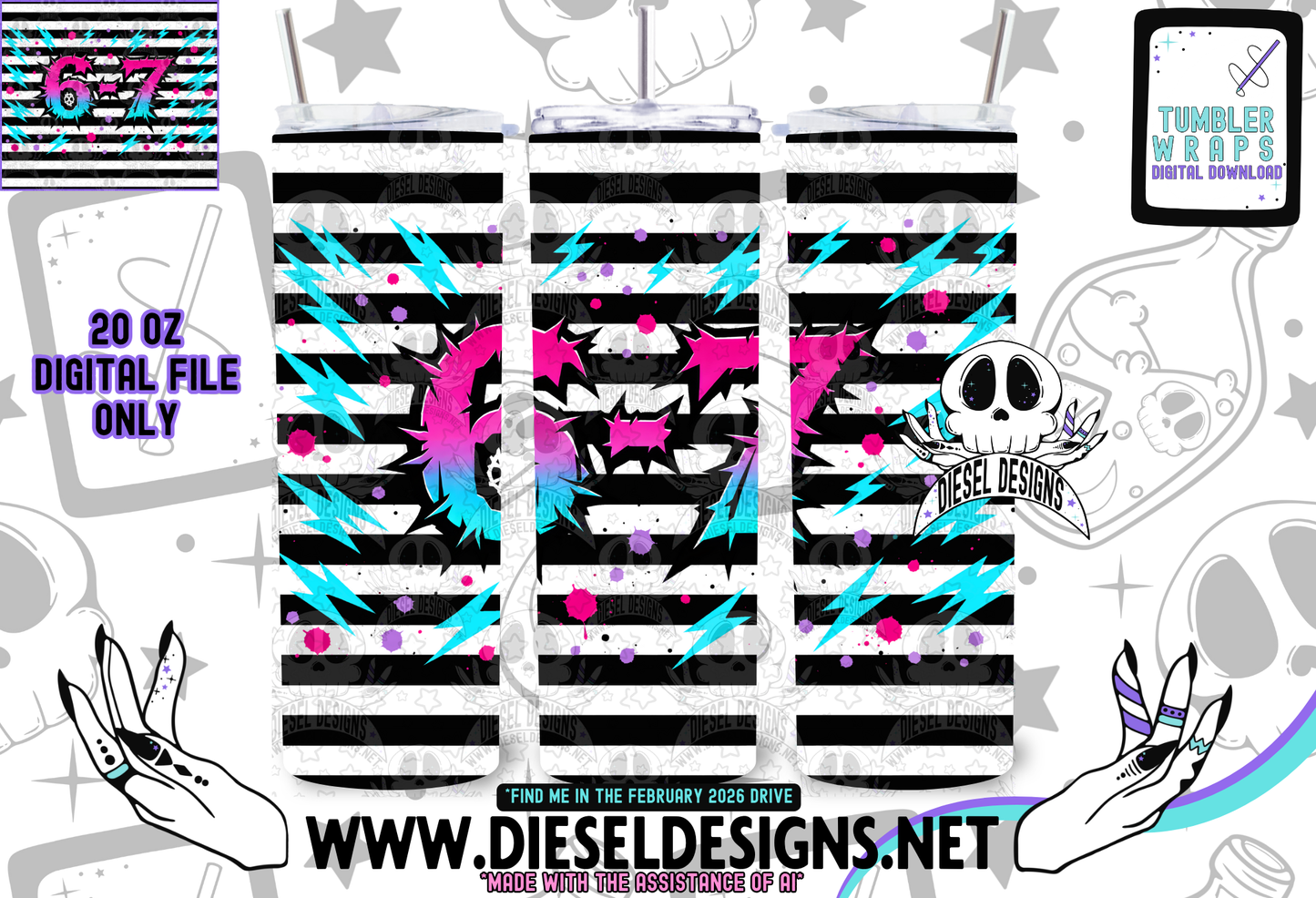 6 7 Tumbler | 20oz. Tumbler Wrap | 300 DPI | Digital File Only