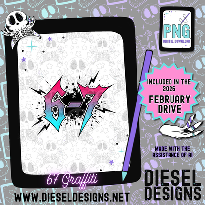 6 7 Graffiti  PNG  | 300 DPI | Transparent PNG | Digital File Only