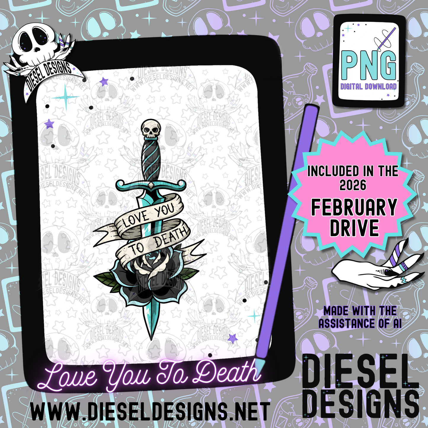 Love You To Death PNG  | 300 DPI | Transparent PNG | Digital File Only