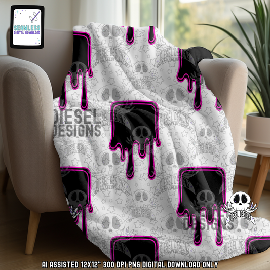 Dripping Checkers Pink Seamless | Seamless File | 300 DPI | 12" x 12" | Digital File only