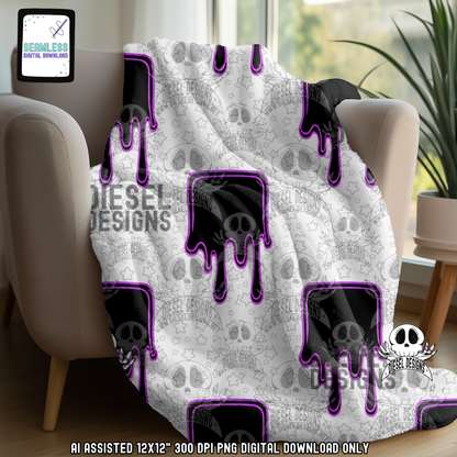 Dripping Checkers Purple Seamless | Seamless File | 300 DPI | 12" x 12" | Digital File only