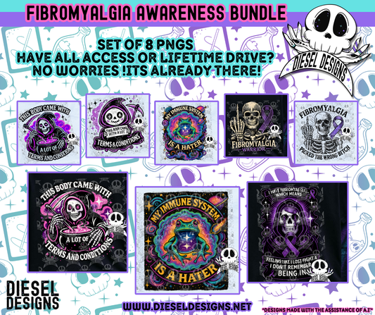 Fibromyalgia Bundle 1  | 300 DPI | Transparent PNG | Digital File Only | Bundle
