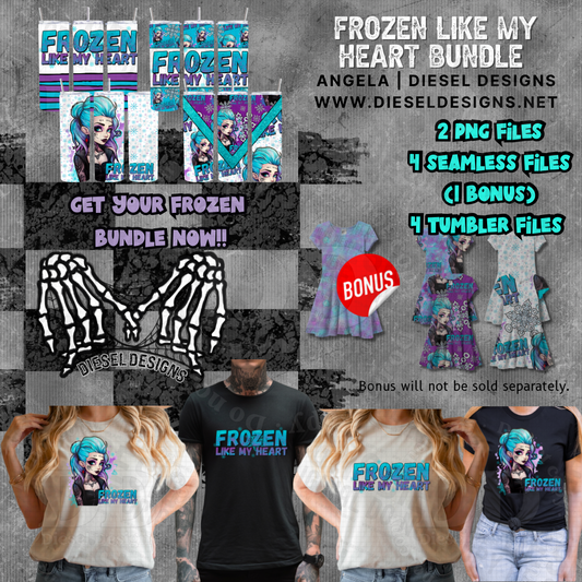 Frozen like my heart Bundle | 300 DPI | PNG | Seamless | Tumbler Wraps