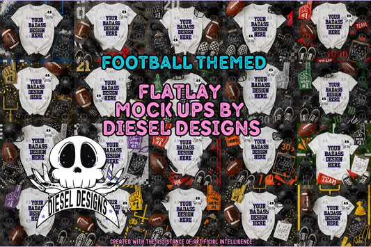 Football Themed White Tshirt Mock Up Set | AI Assisted Mock UP | PNG |