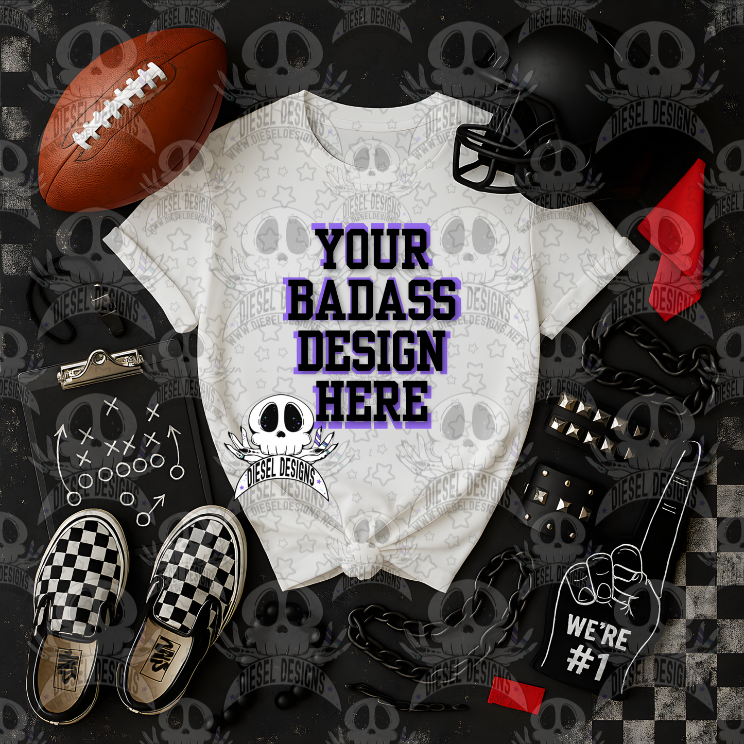 Football Themed White Tshirt Mock Up Set | AI Assisted Mock UP | PNG |